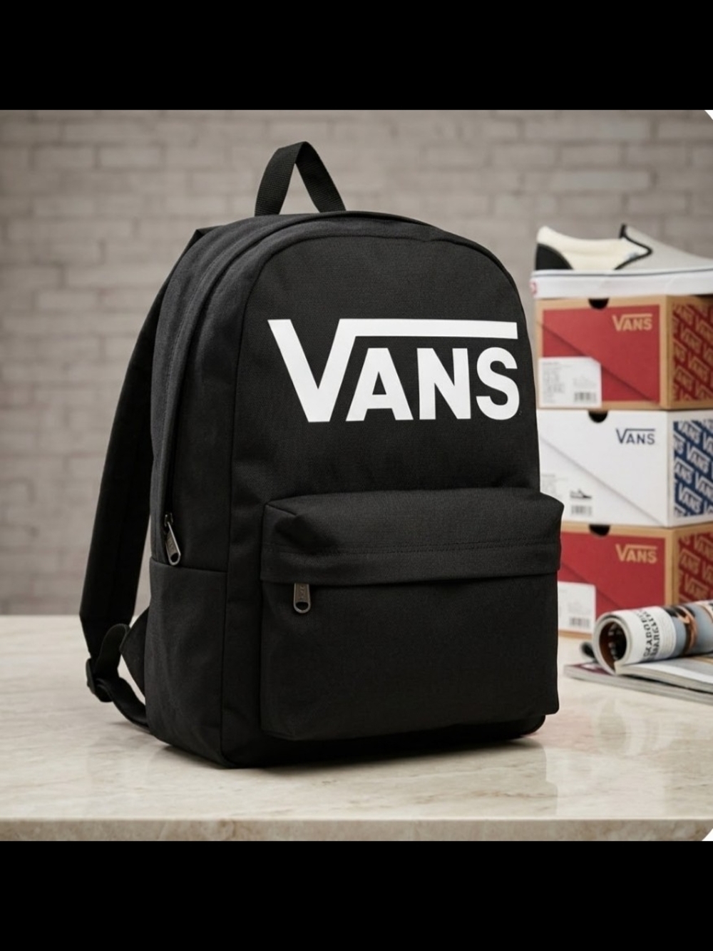 NEW! Vans Black Backpack with White Logo NWT